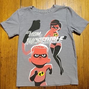 Disney Gray and Red Short Sleeve Tee with Incredibles Graphic